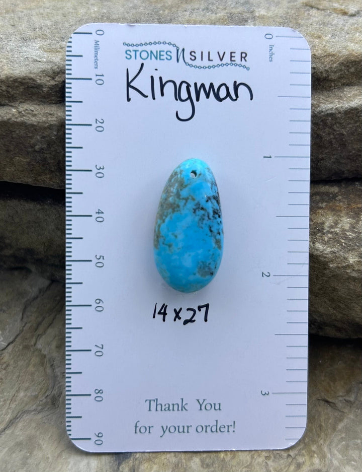 Kingman Turquoise (Arizona) Focal Pendant Bead 14x27mm