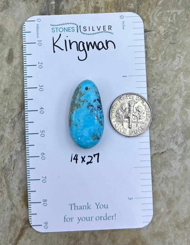 Kingman Turquoise (Arizona) Focal Pendant Bead 14x27mm