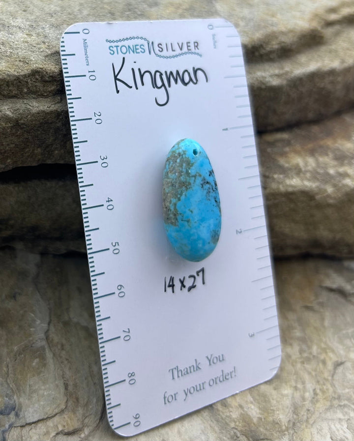 Kingman Turquoise (Arizona) Focal Pendant Bead 14x27mm