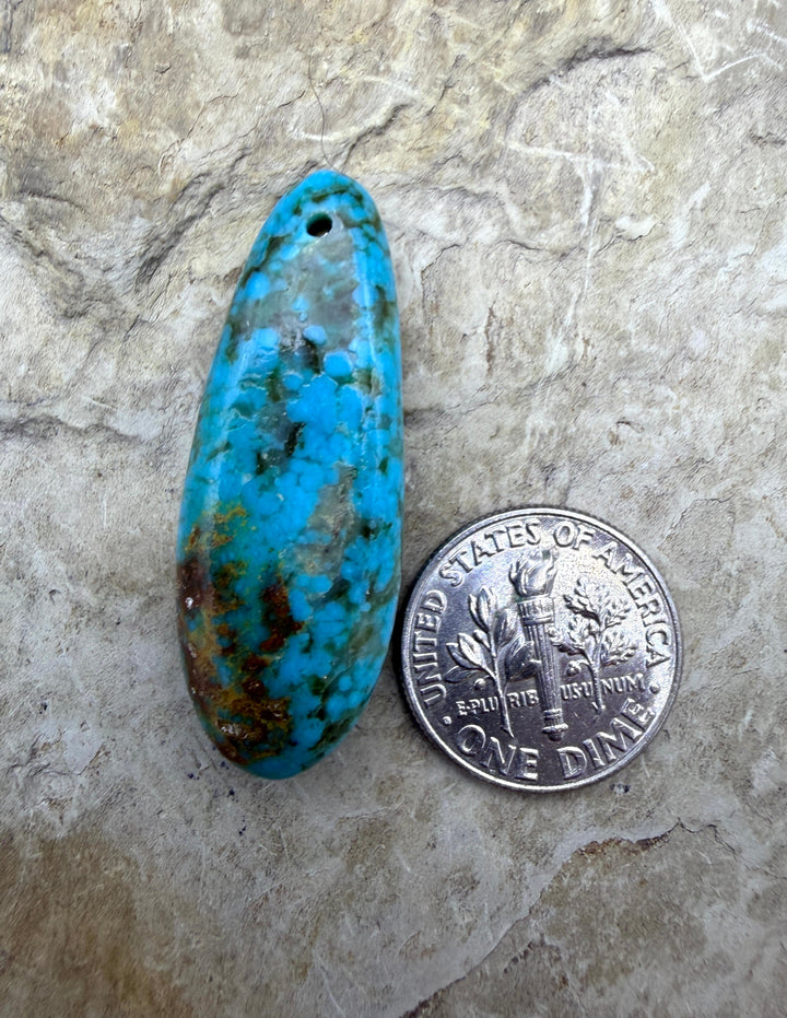 Kingman Turquoise (Arizona) Focal Pendant Bead 14x35mm