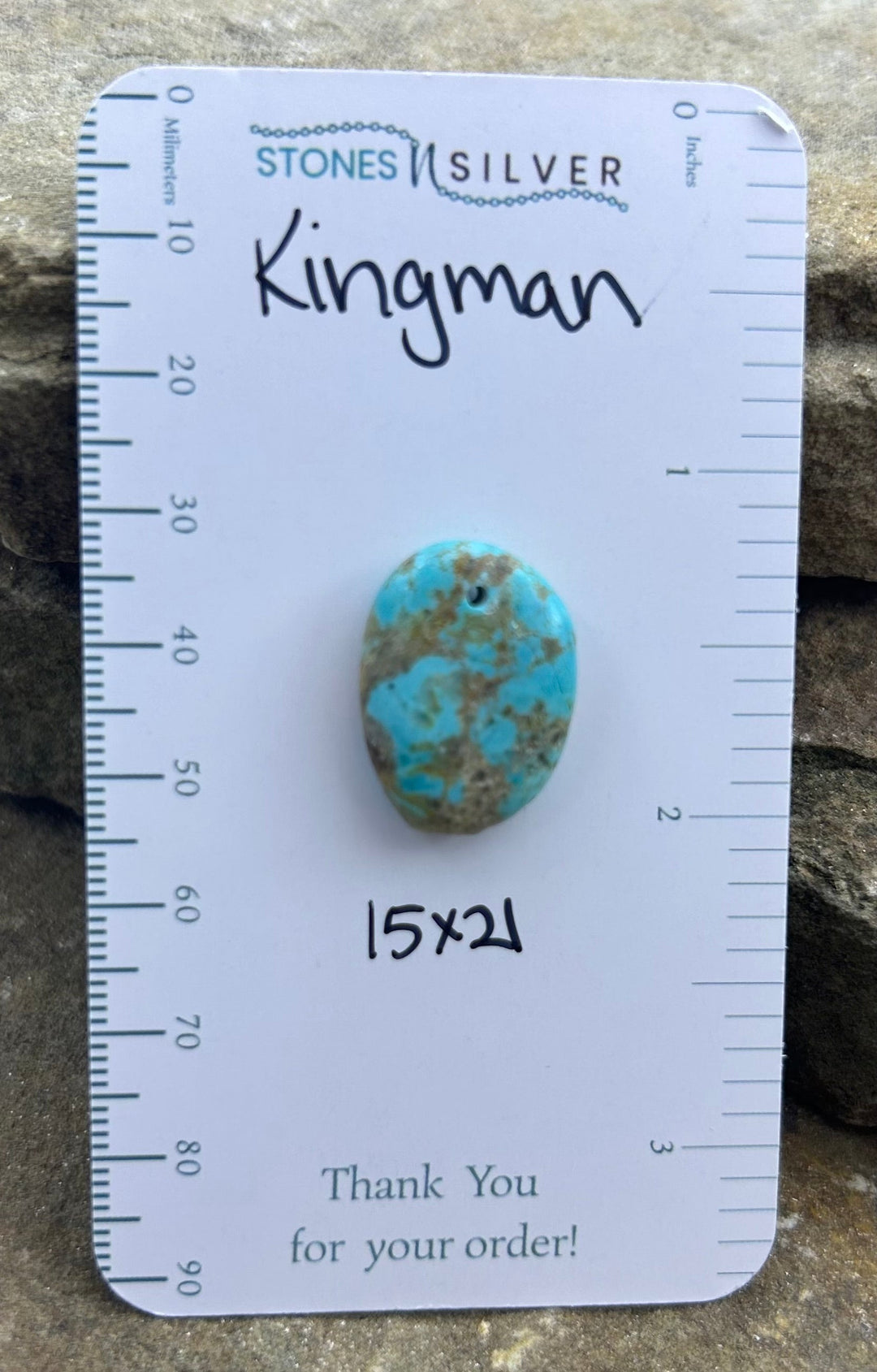 Kingman Turquoise (Arizona) Focal Pendant Bead 15x21mm