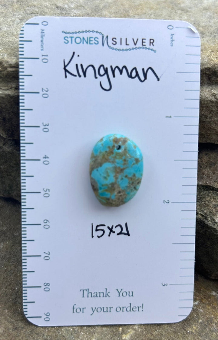 Kingman Turquoise (Arizona) Focal Pendant Bead 15x21mm