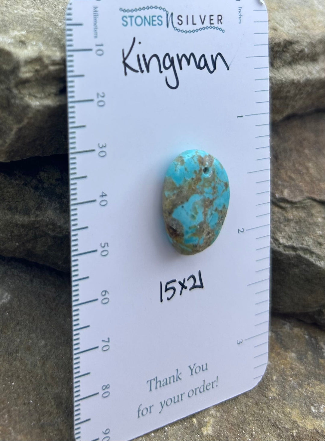 Kingman Turquoise (Arizona) Focal Pendant Bead 15x21mm