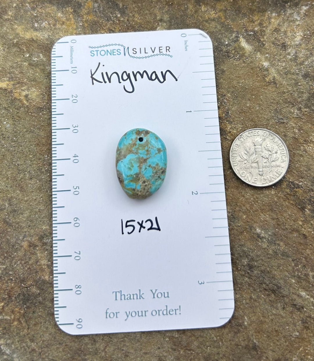 Kingman Turquoise (Arizona) Focal Pendant Bead 15x21mm