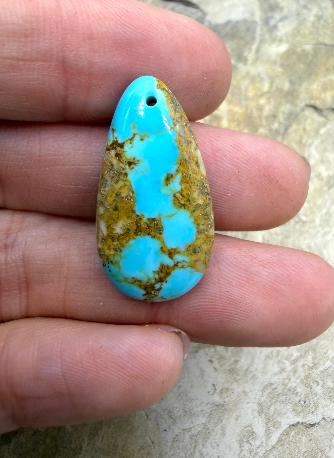 Kingman Turquoise (Arizona) Focal Pendant Bead 15x28mm