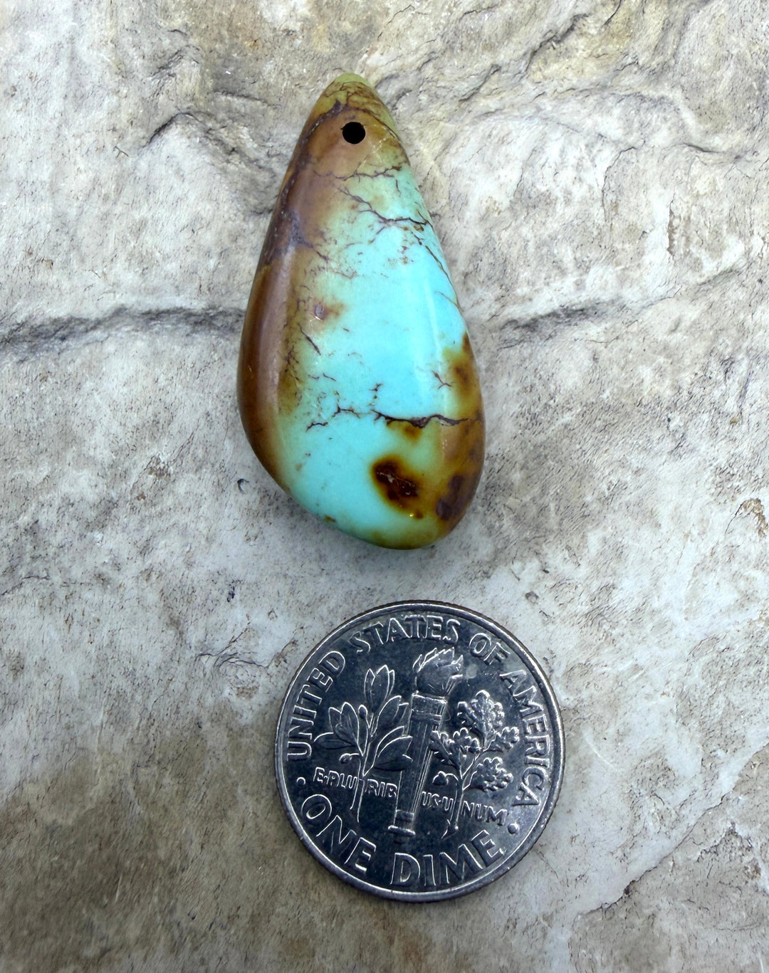 Kingman Turquoise (Arizona) Focal Pendant Bead 15x29x9mm
