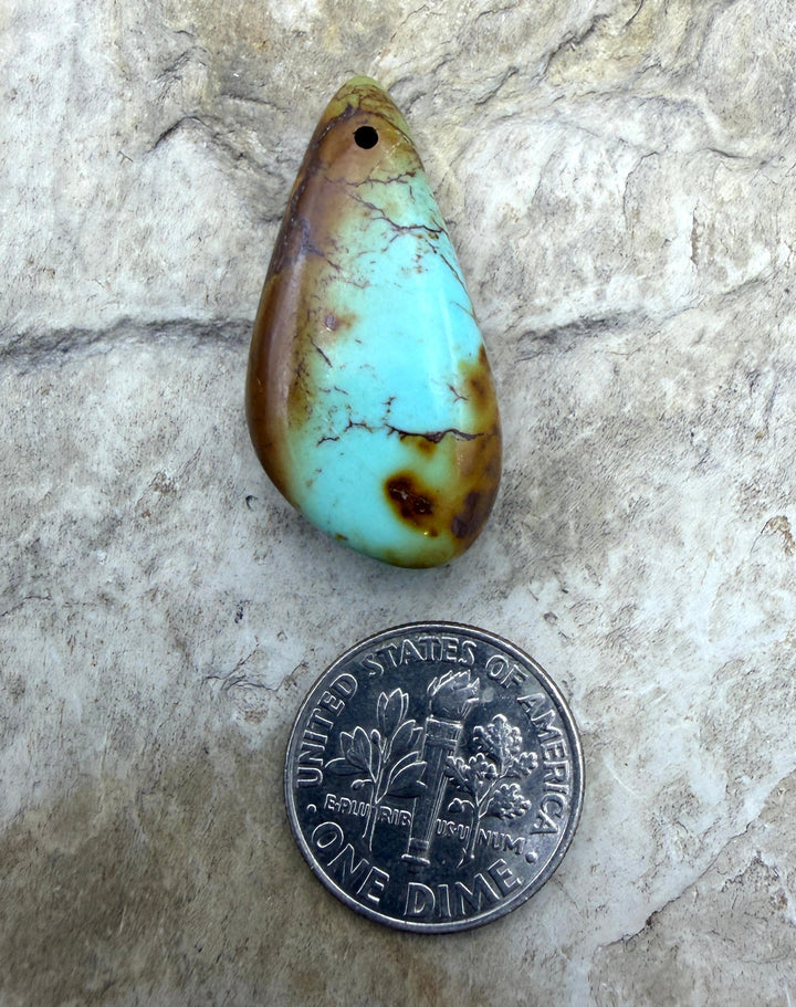Kingman Turquoise (Arizona) Focal Pendant Bead 15x29x9mm