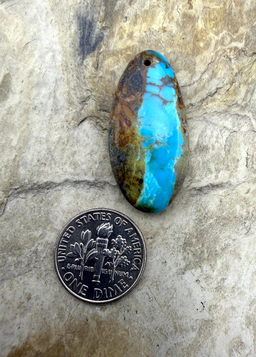 Kingman Turquoise (Arizona) Focal Pendant Bead 15x32mm