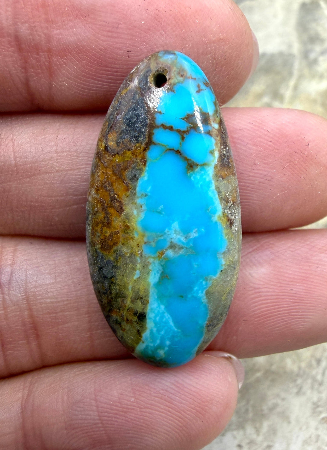 Kingman Turquoise (Arizona) Focal Pendant Bead, 15x32mm 