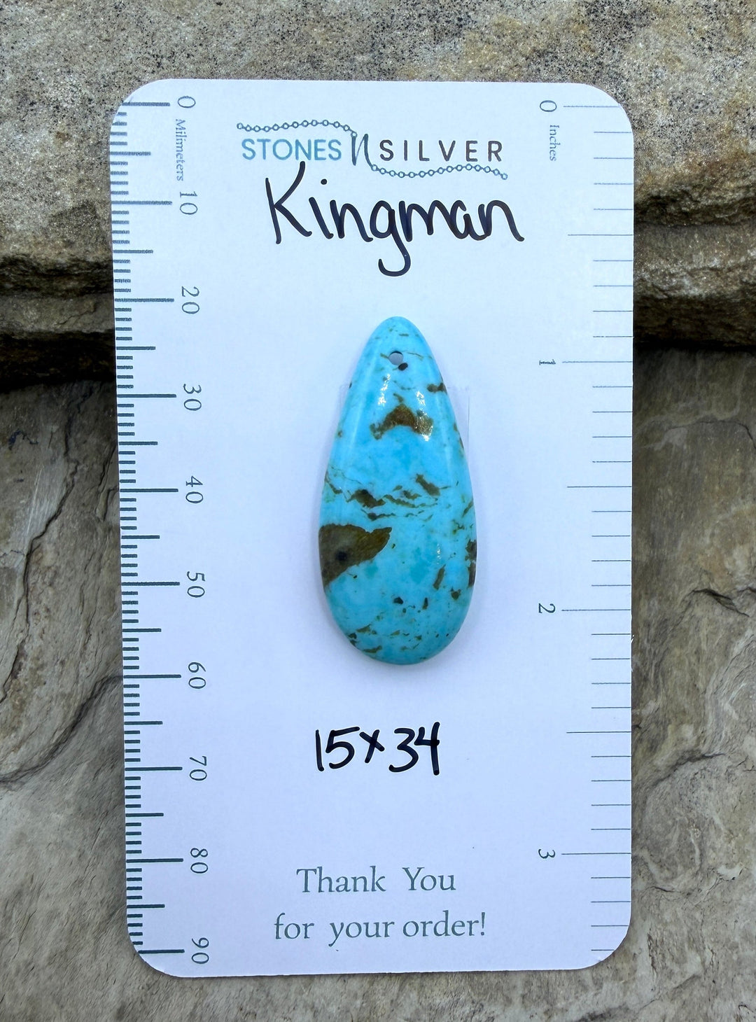 Kingman Turquoise (Arizona) Focal Pendant Bead 15x34mm