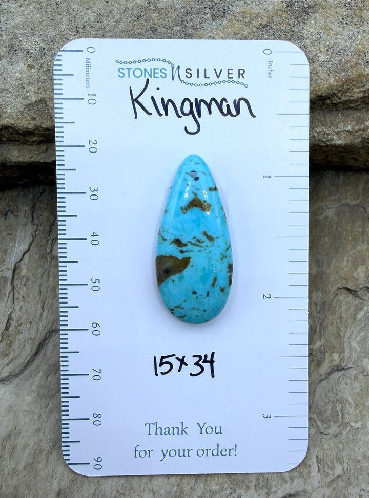 Kingman Turquoise (Arizona) Focal Pendant Bead, 15x34mm