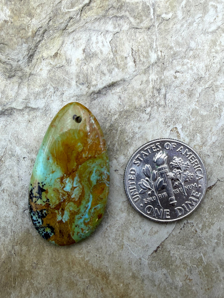 Kingman Turquoise (Arizona) Focal Pendant Bead 16x30mm
