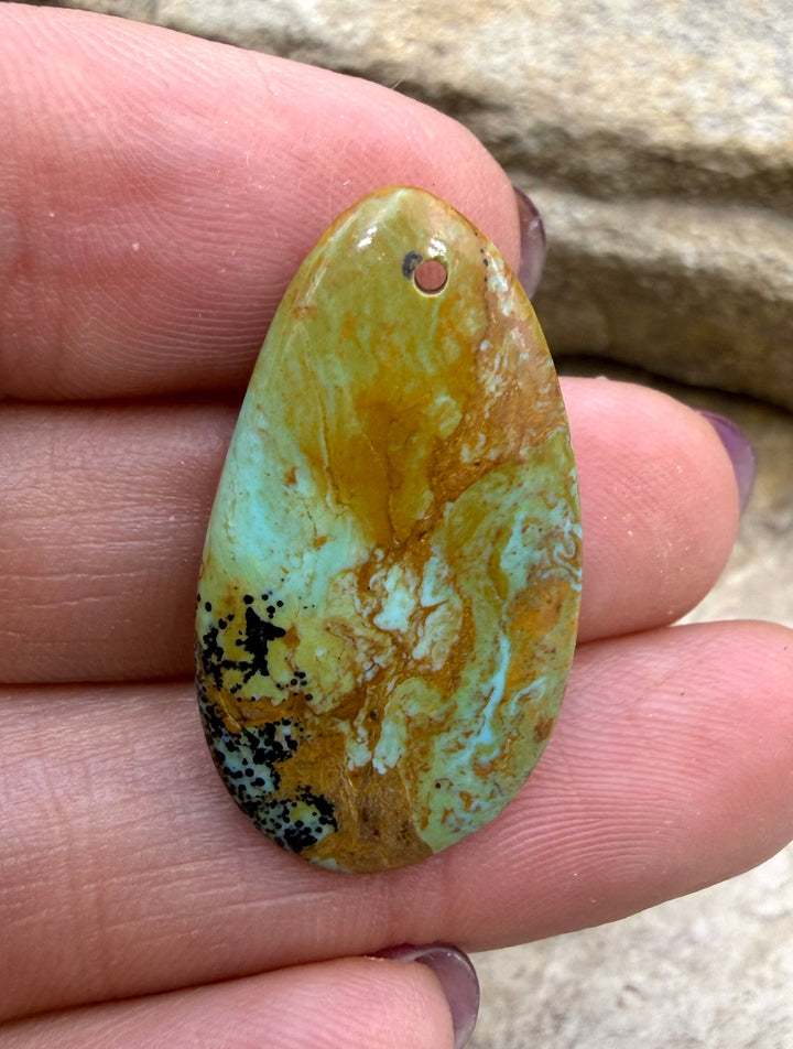 Kingman Turquoise (Arizona) Focal Pendant Bead 16x30mm