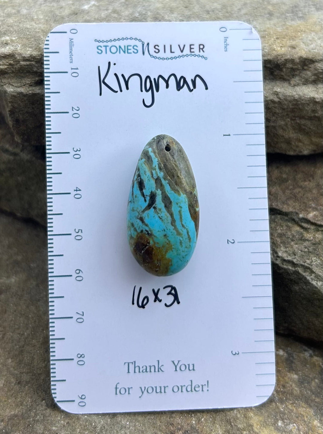 Kingman Turquoise (Arizona) Focal Pendant Bead 16x31mm