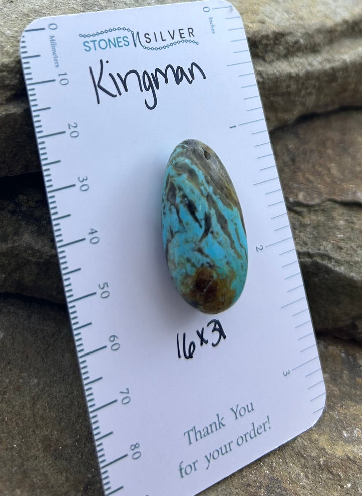 Kingman Turquoise (Arizona) Focal Pendant Bead 16x31mm