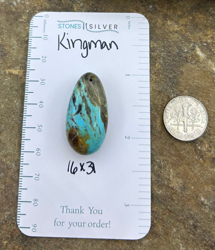 Kingman Turquoise (Arizona) Focal Pendant Bead 16x31mm