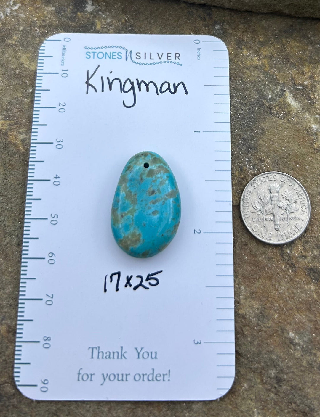 Kingman Turquoise (Arizona) Focal Pendant Bead 17x25mm