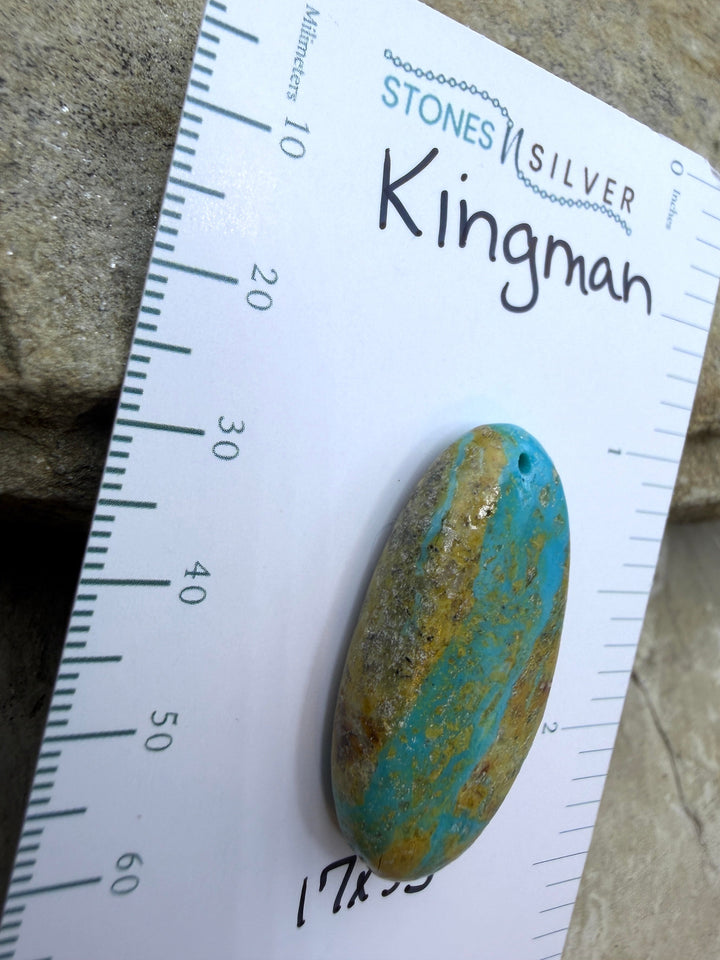 Kingman Turquoise (Arizona) Focal Pendant Bead 17x33mm