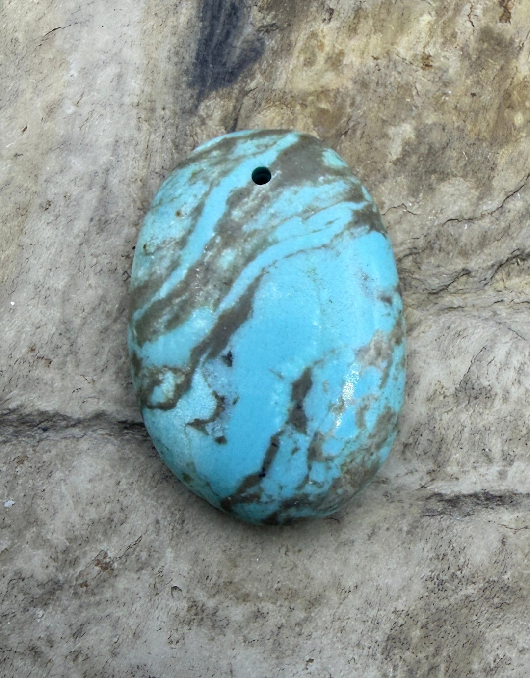 Kingman Turquoise (Arizona) Focal Pendant Bead 19x28x7mm