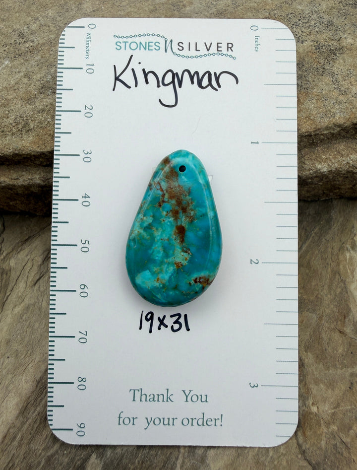 Kingman Turquoise (Arizona) Focal Pendant Bead 19x31mm