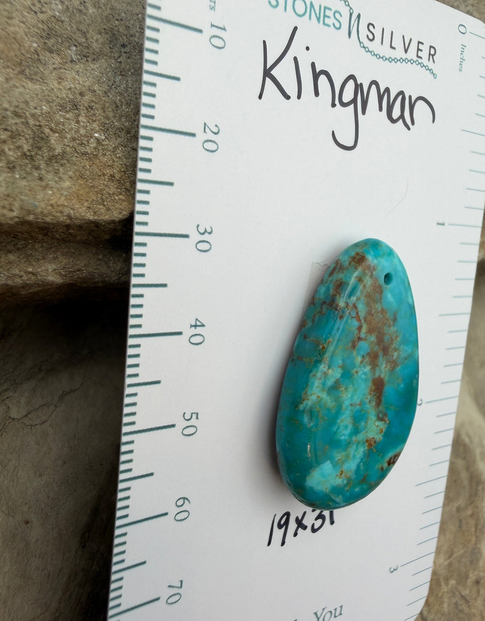 Kingman Turquoise (Arizona) Focal Pendant Bead 19x31mm