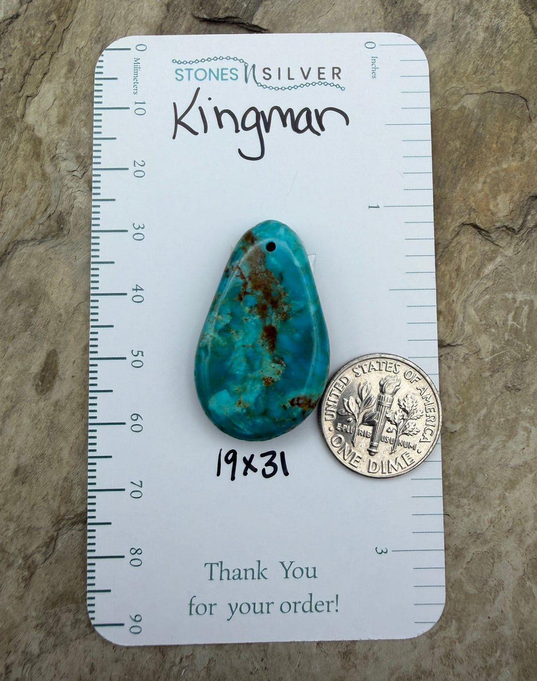 Kingman Turquoise (Arizona) Focal Pendant Bead 19x31mm