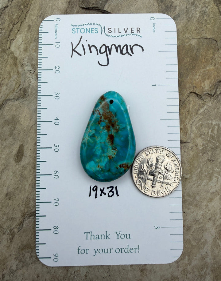 Kingman Turquoise (Arizona) Focal Pendant Bead 19x31mm