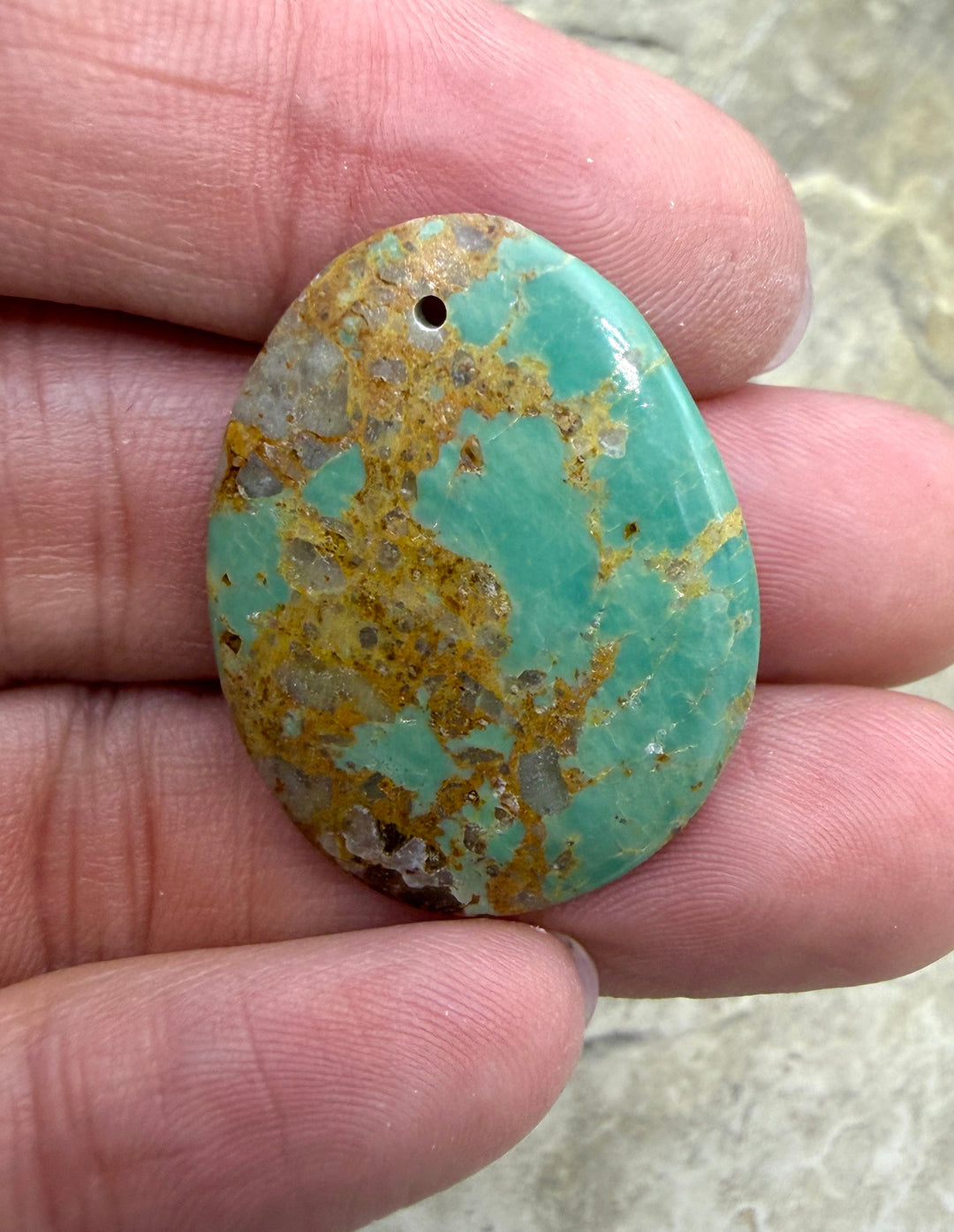 Kingman Turquoise (Arizona) Focal Pendant Bead 24x30mm