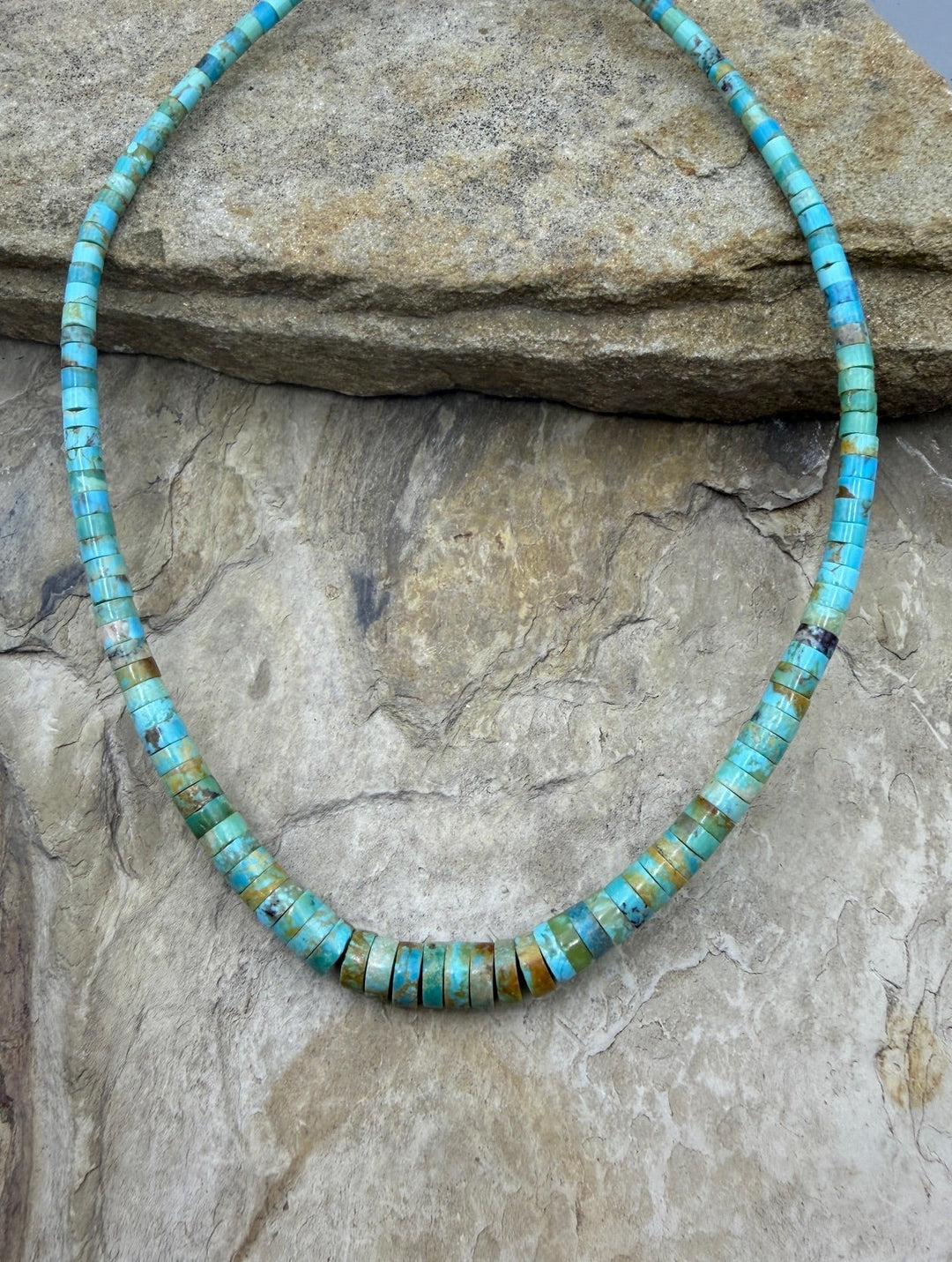 Kingman Turquoise (Arizona) Graduated 3-8mm Heishi Bead