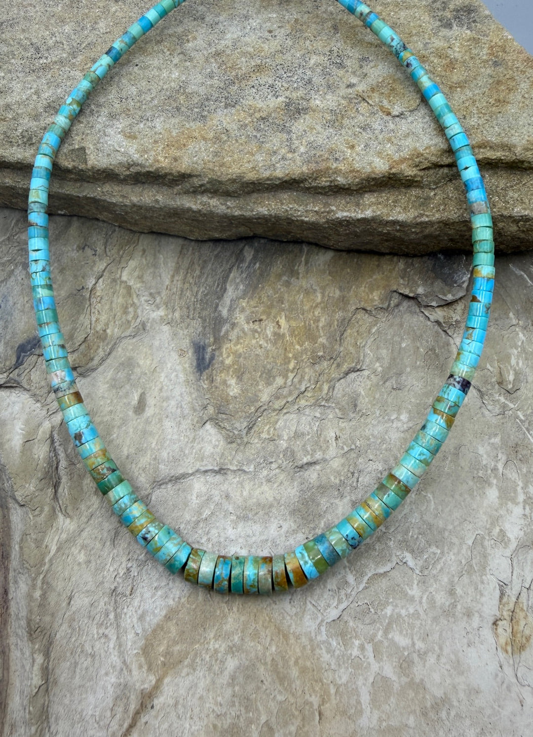 Kingman Turquoise (Arizona) Graduated 3-8mm Heishi Bead
