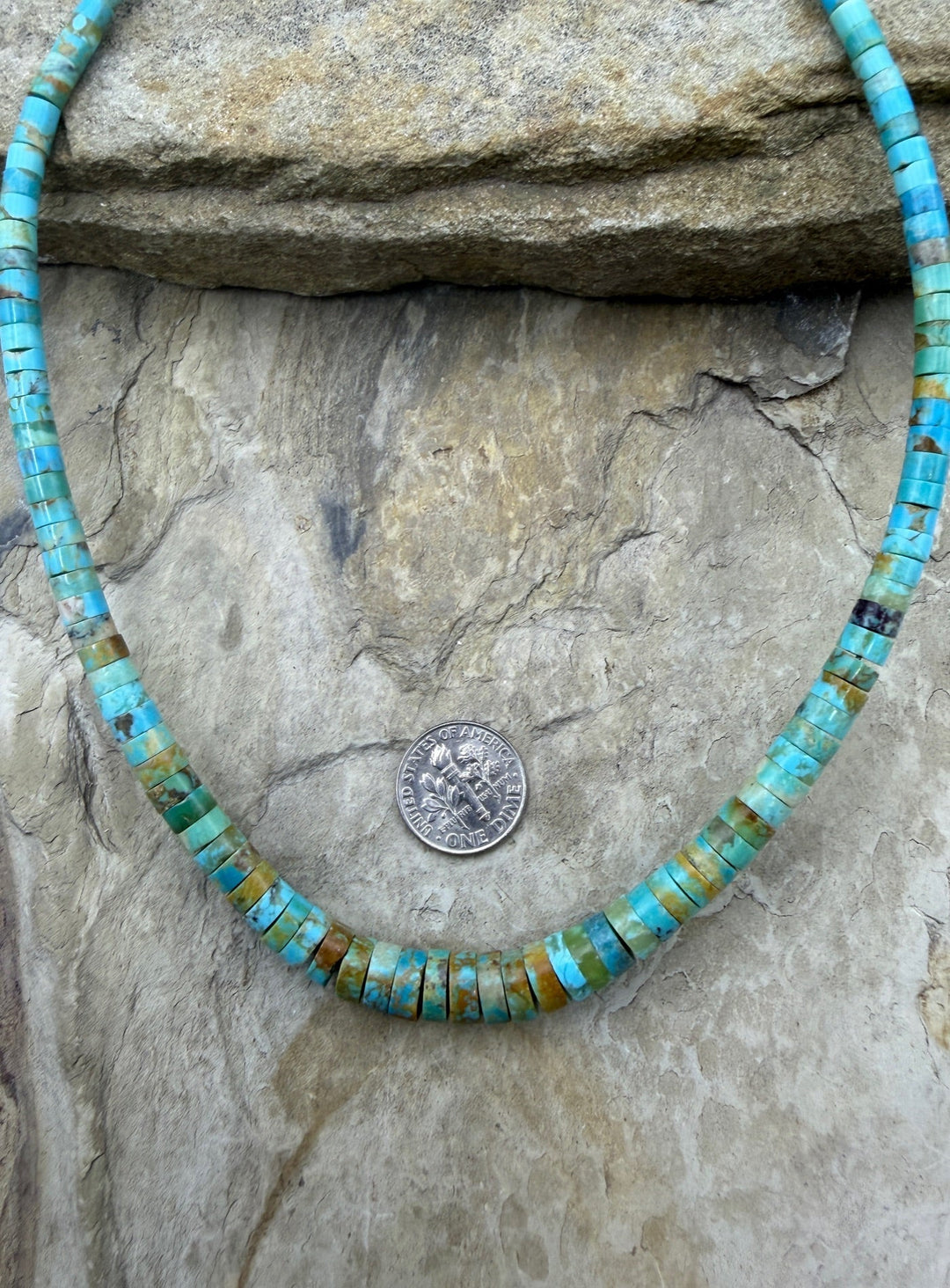 Kingman Turquoise (Arizona) Graduated 3-8mm Heishi Bead