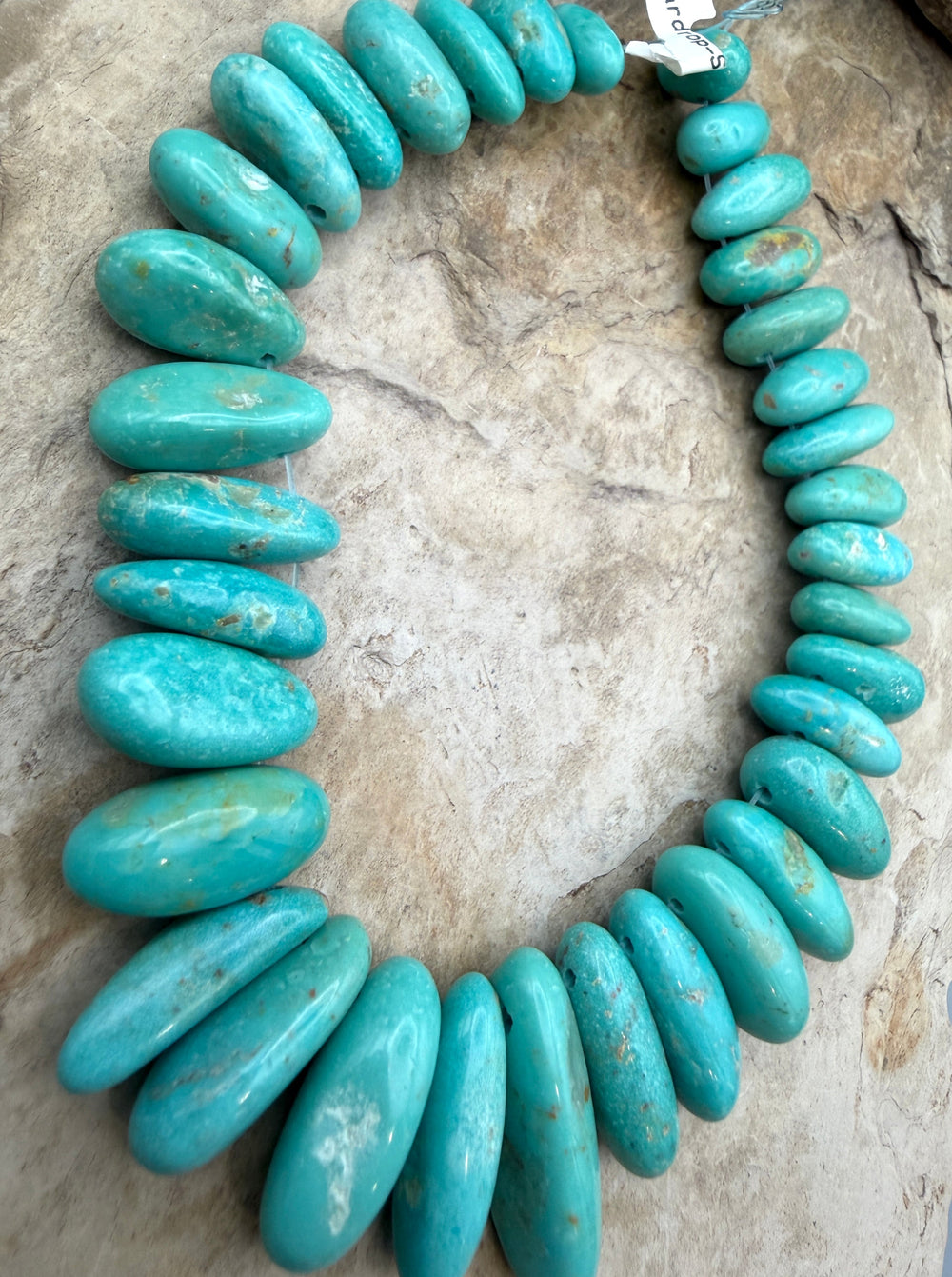 Kingman Turquoise (Arizona) Graduated Long Teardrop Nugget