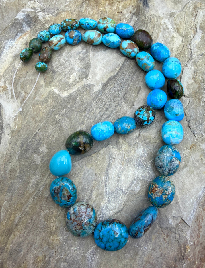 Kingman Turquoise (Arizona) Graduated Rounded Nugget Beads