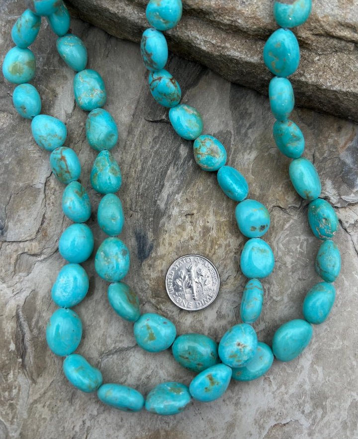 Kingman Turquoise (Arizona) Graduated Smooth Nugget Strand