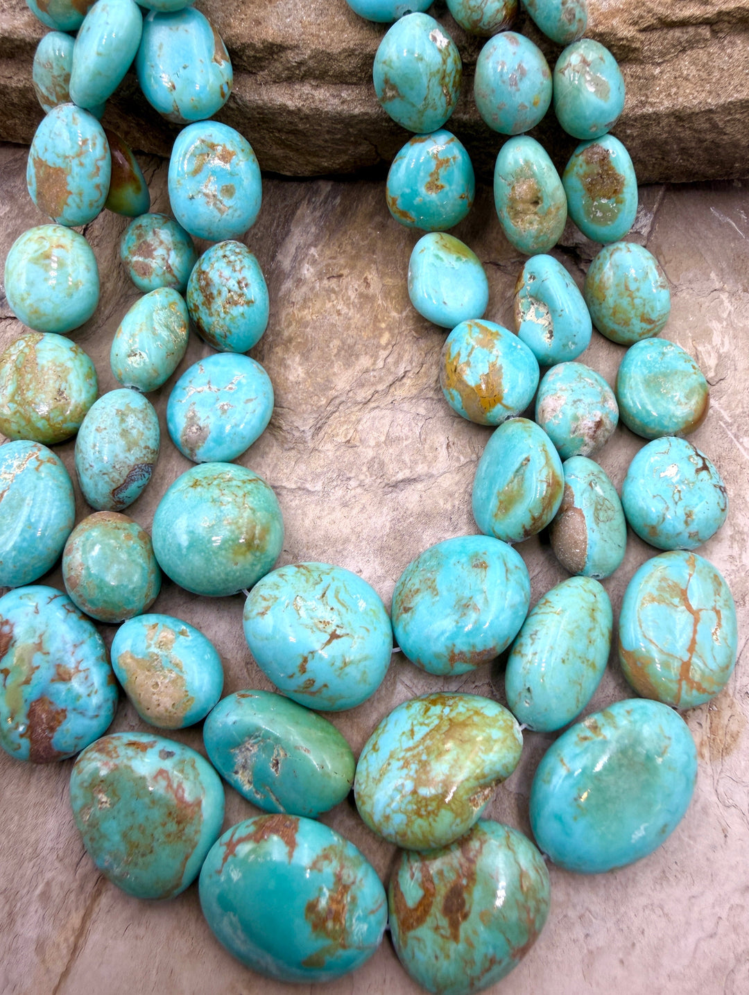 Kingman Turquoise (Arizona) Graduated Smooth Nugget Strand
