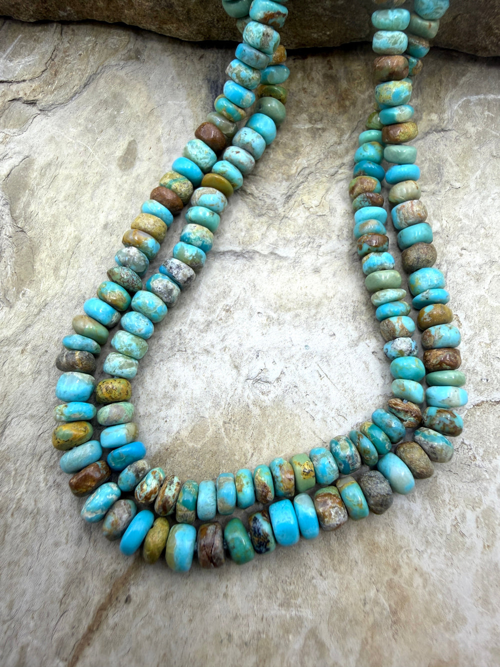 Kingman Turquoise (Arizona) Handcut Irregular Rondelle