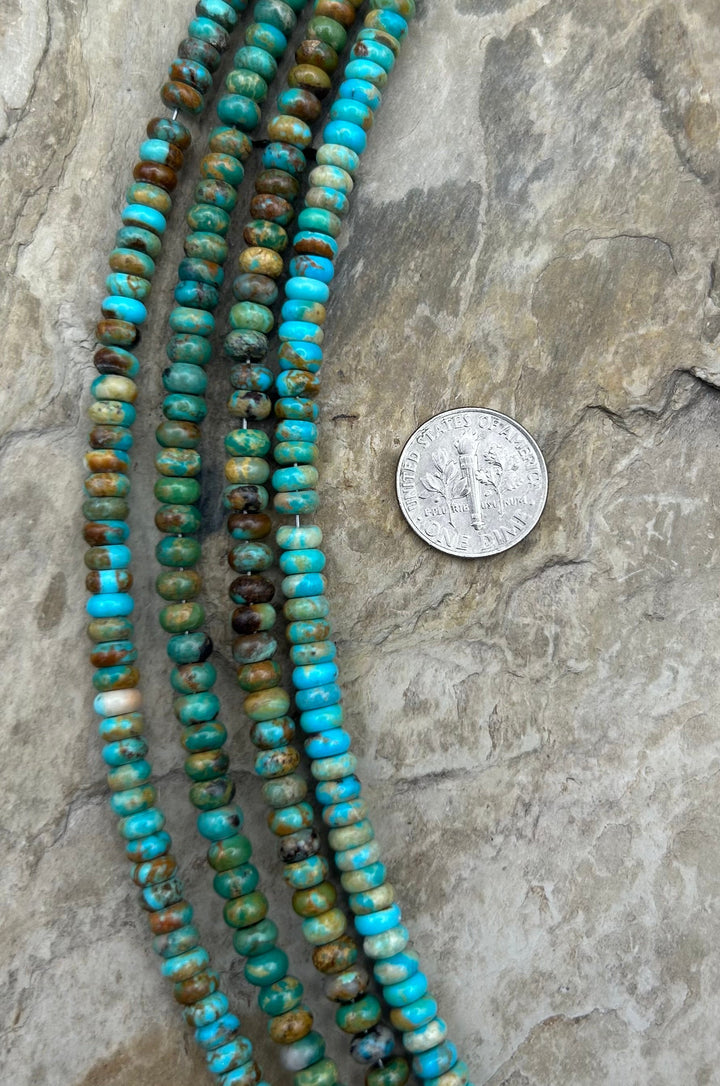 Kingman Turquoise (Arizona) Handcut Rondelle Beads 5mm 8