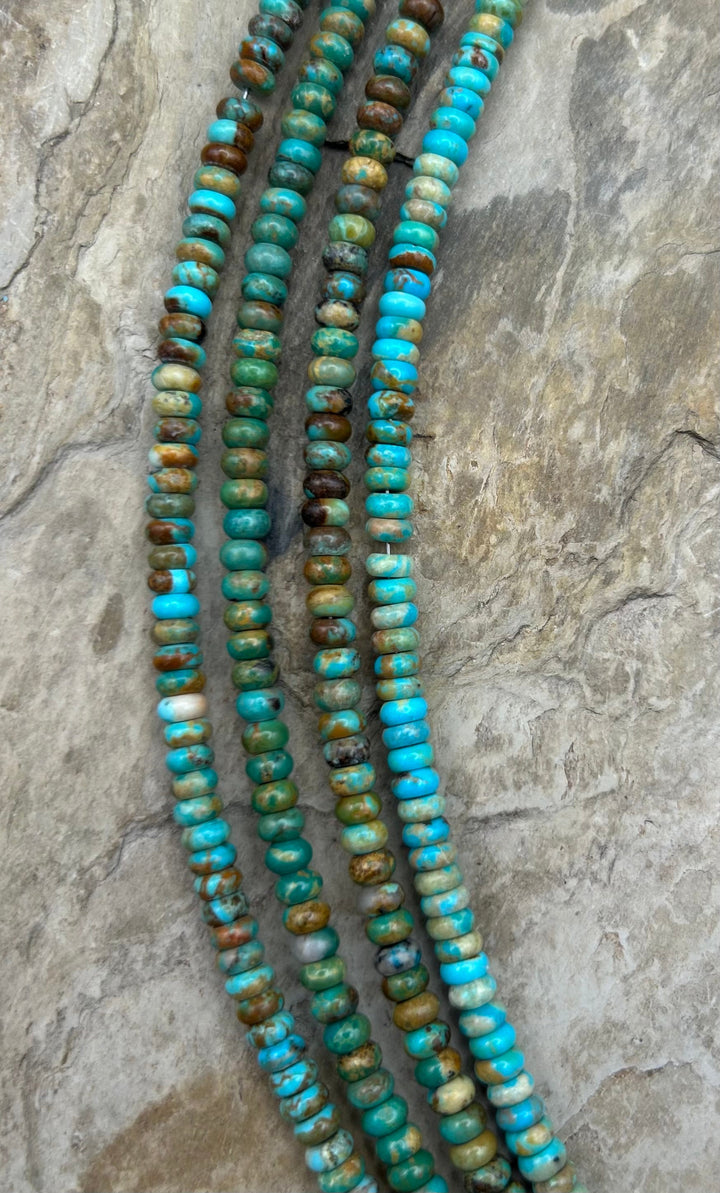 Kingman Turquoise (Arizona) Handcut Rondelle Beads 5mm 8