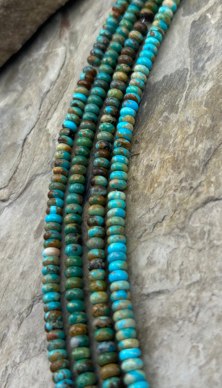 Kingman Turquoise (Arizona) Handcut Rondelle Beads 5mm 8