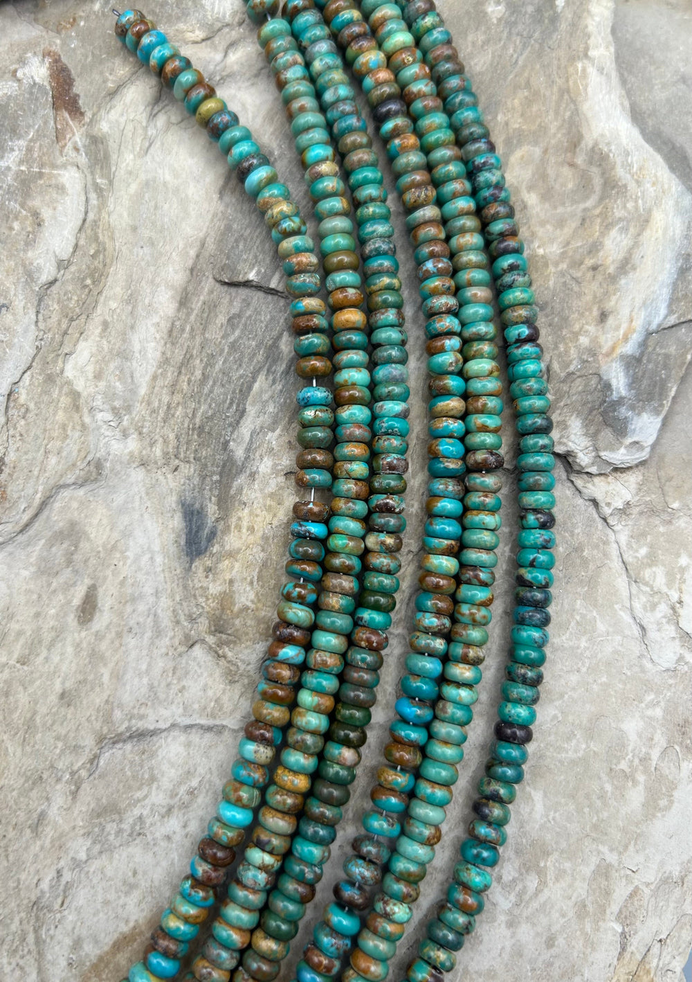Kingman Turquoise (Arizona) Handcut Rondelle Beads 6mm 8