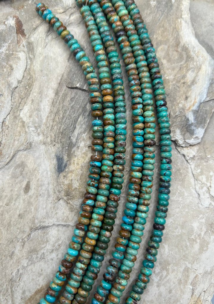 Kingman Turquoise (Arizona) Handcut Rondelle Beads 6mm 8