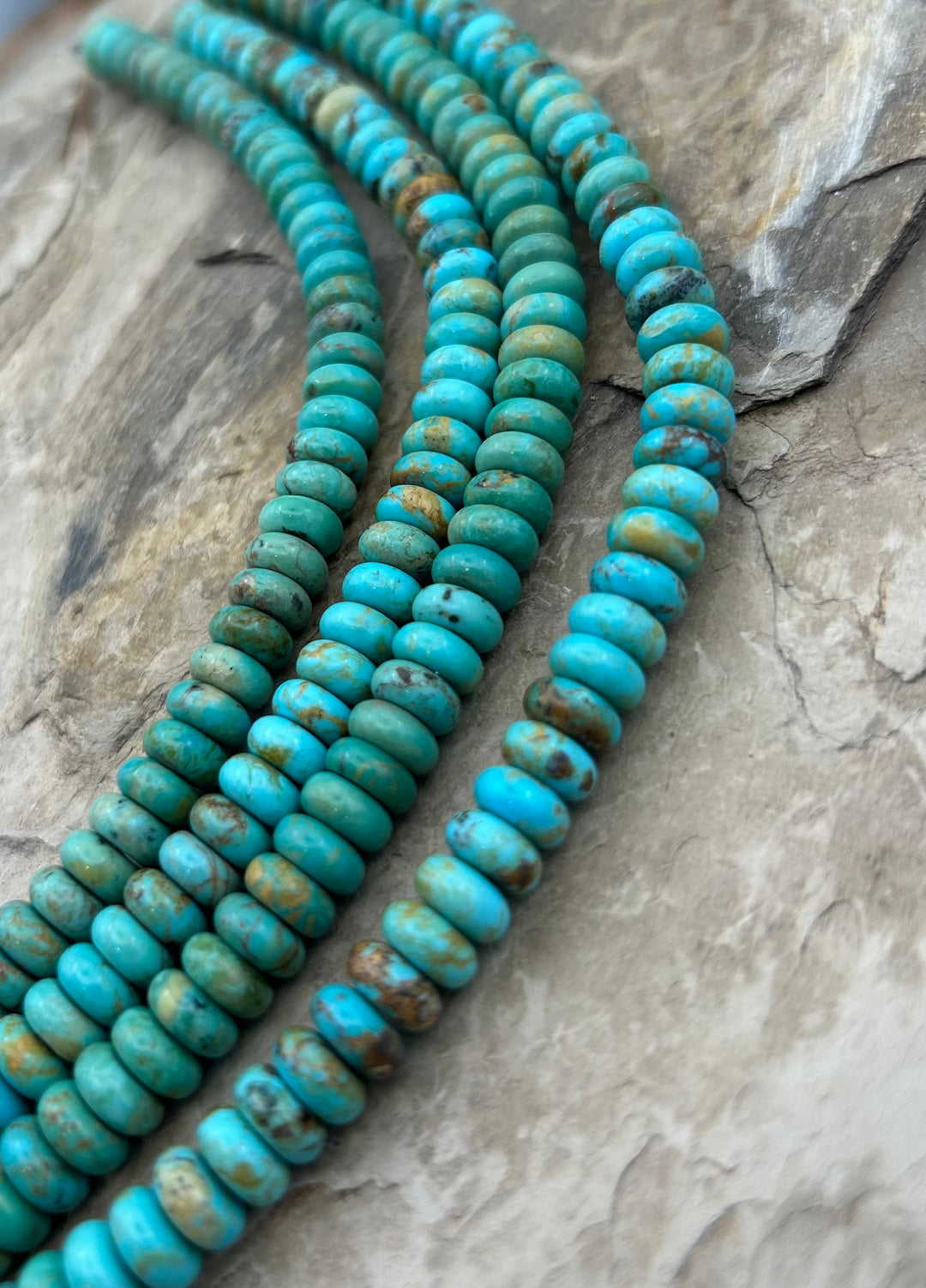 Kingman Turquoise (Arizona) Handcut Rondelle Beads 8mm 8