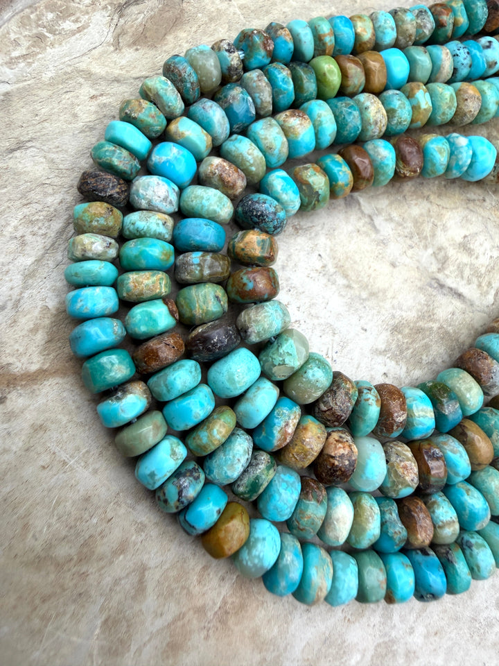 Kingman Turquoise (Arizona) Handcut Rustic Rondelle Beads