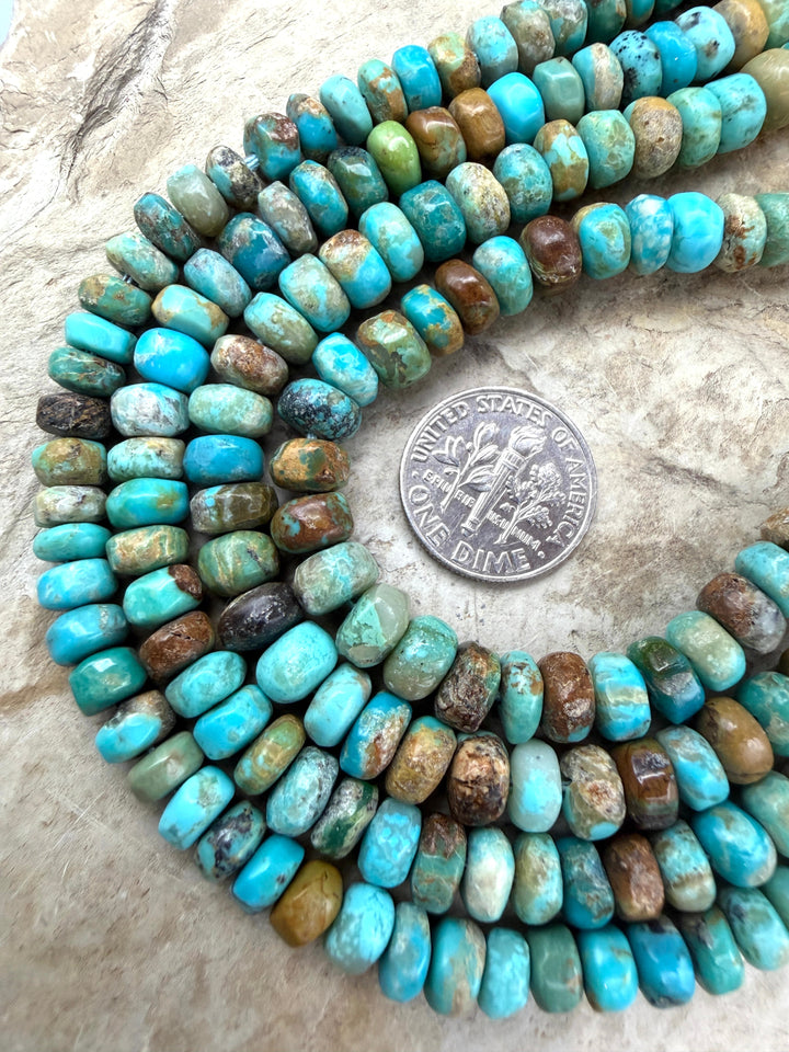 Kingman Turquoise (Arizona) Handcut Rustic Rondelle Beads