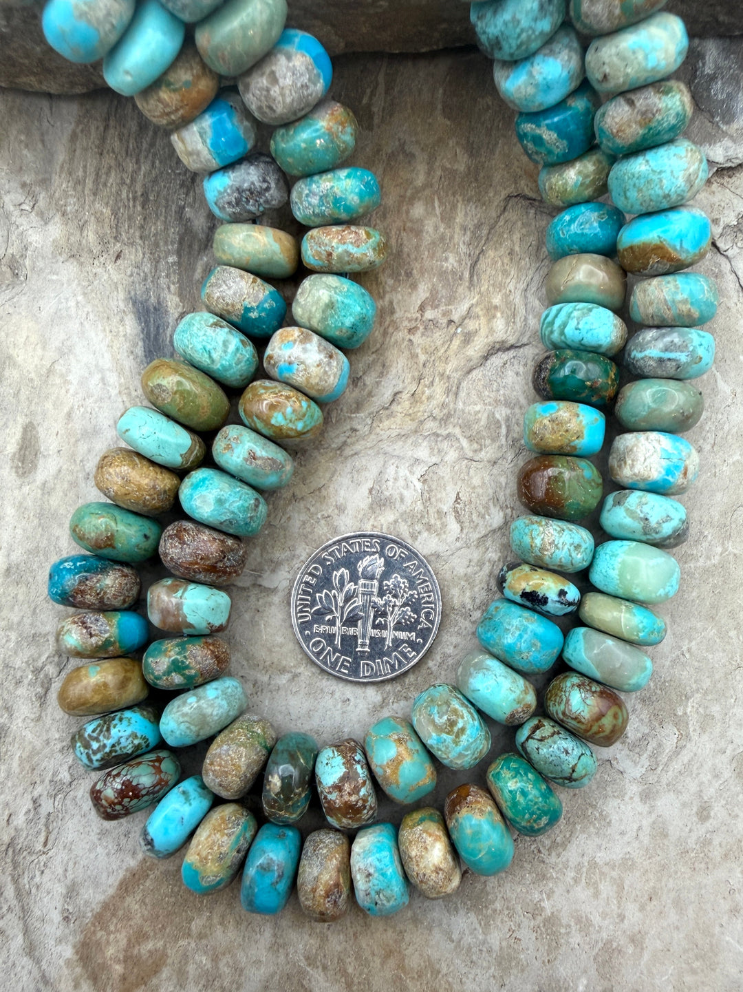 Kingman Turquoise (Arizona) Handcut Rustic Rondelle Beads