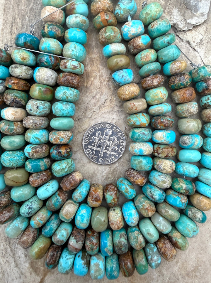 Kingman Turquoise (Arizona) Handcut Rustic Rondelle Beads