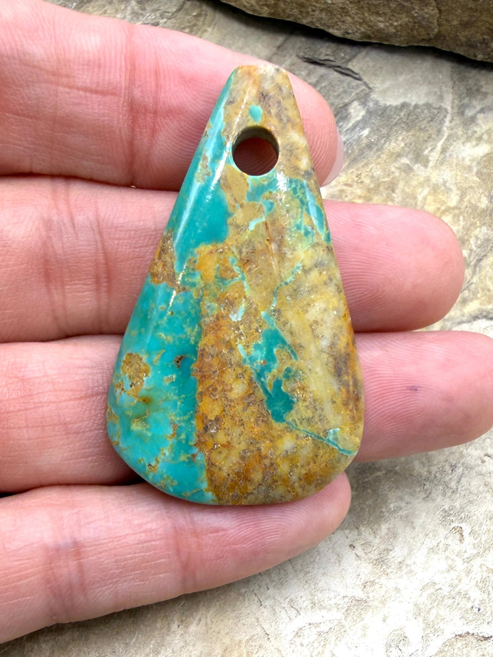Kingman Turquoise (Arizona) HUGE (Large Hole) Focal Pendant