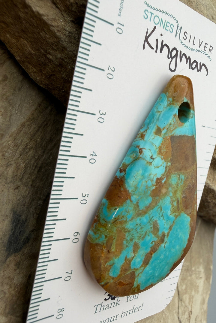 Kingman Turquoise (Arizona) HUGE Large Hole Focal Pendant