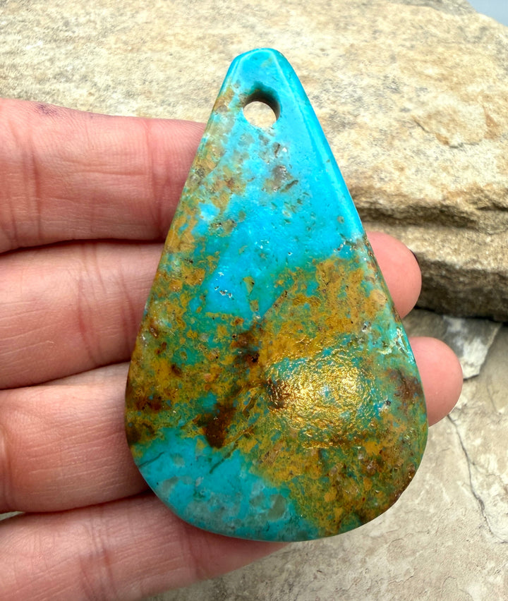 Kingman Turquoise (Arizona) HUGE Large Hole Focal Pendant