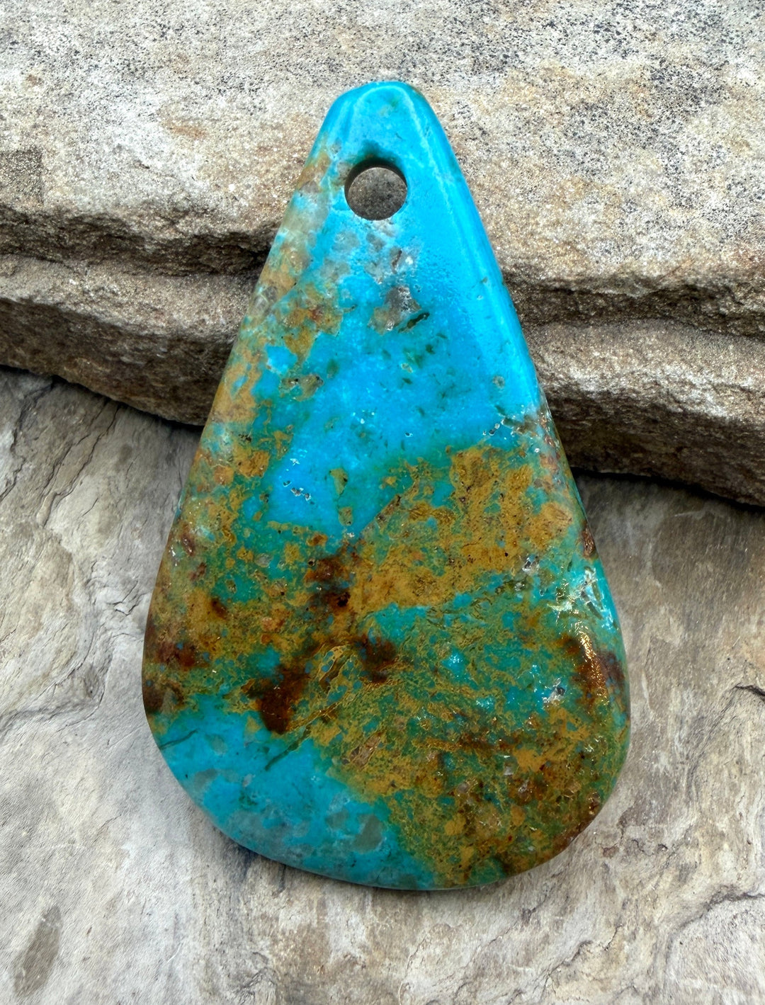 Kingman Turquoise (Arizona) HUGE Large Hole Focal Pendant